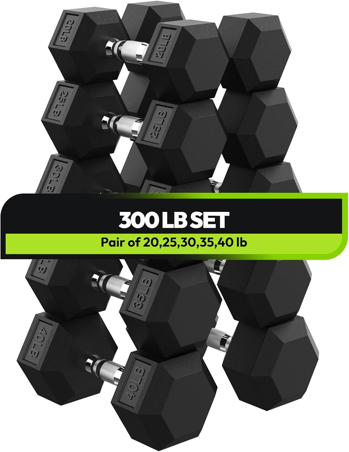 HANDBODE Hex Dumbbell 45-640 lb Set, Rubber Encased Exercise & Fitness Dumbbells for Home Gym, Hand Weights for Strength Training