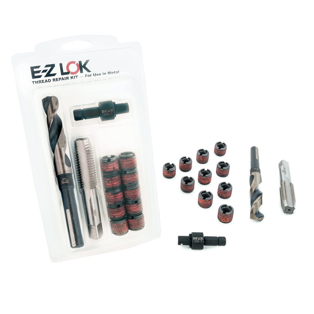 E-Z LOK EZ-329-9 Thread Repair Kit for Metal Carbon Steel Threaded Inserts 9/16-12 and Installation Tools