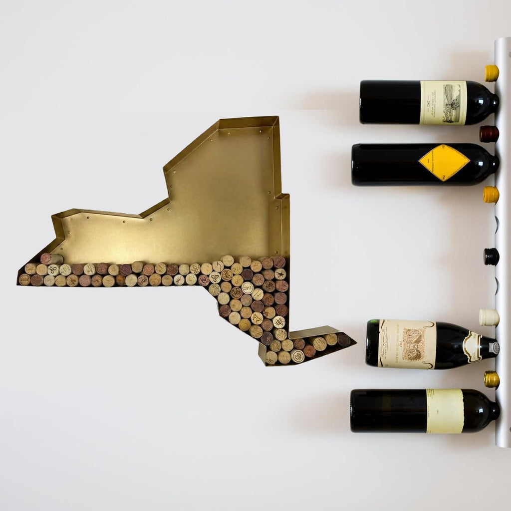 NEONSİGN New York State Map Wine Cork Holder Metal New York Decor Sign Wine Bar Pub Home Decoration (Gold, 24 inch)
