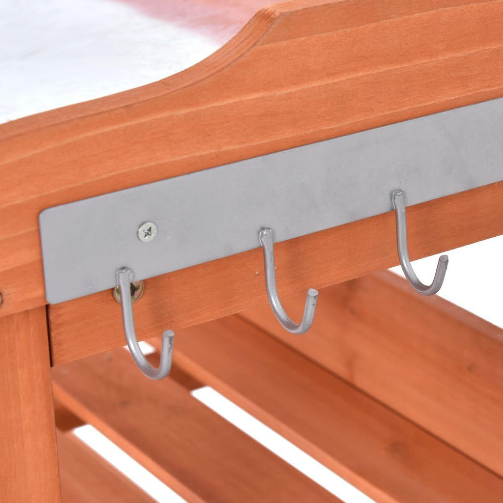 New Outdoor Garden Wooden Potting Bench Work Station Table Tool Storage Shelf W/Hook