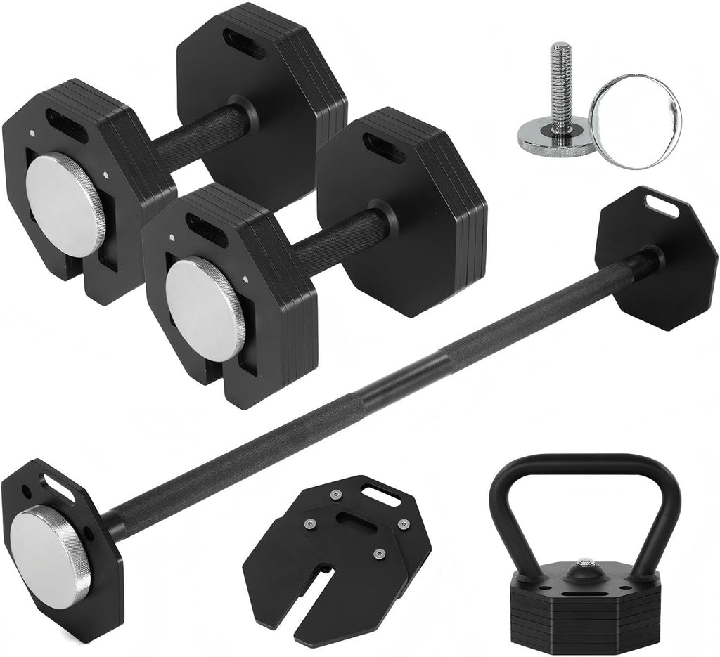 Adjustable Dumbbell Sets 50/80/90LBSX2 Durable Steel Build, Free Weights Dumbbells Set with Barbell/Kettlebell Handle with Srew Sets 3-in-1 Multifunctional Dumbbell Fitness Exercises for Home Gym Suitable Men/Women 50/80/90LBX2