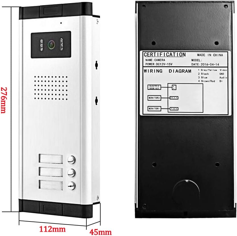 7'' Wired Color Video Door Phone Intercom System IR Night Vision Camera Doorbell +Indoor Monitor Screens for 2/3/4 Apartments