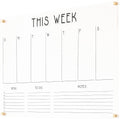 Personalized Acrylic Calendar for Wall Horizontal Weekly Calendar with 3 custom sections (38'Wx26'H, Champagne Gold Standoffs)