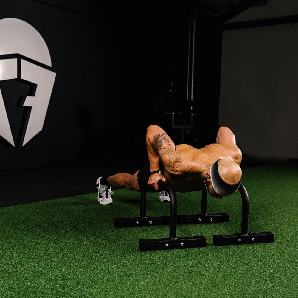 Titan Fitness Parallette Push Up Bar Set, 14in High Perfect for Home and Garage Gym Exercise Equipment, Gymnastics Floor Workout, Calisthenics, Strength Training Parallel Bars
