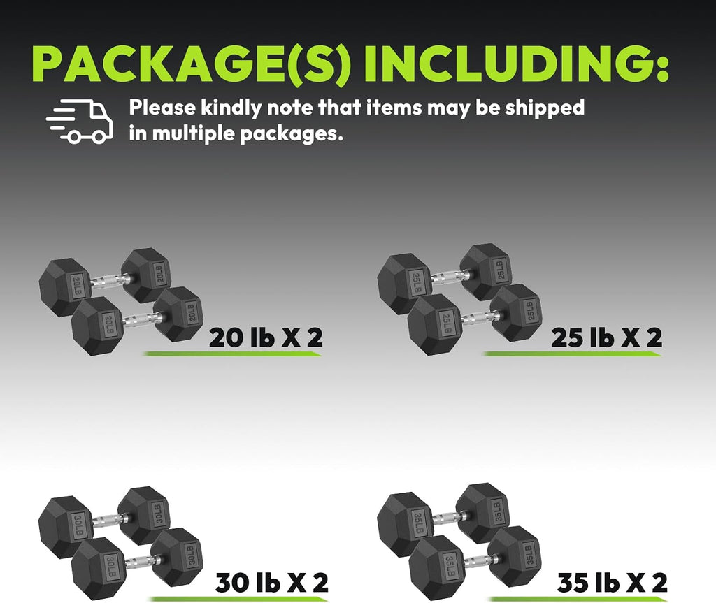 HANDBODE Hex Dumbbell 45-640 lb Set, Rubber Encased Exercise & Fitness Dumbbells for Home Gym, Hand Weights for Strength Training