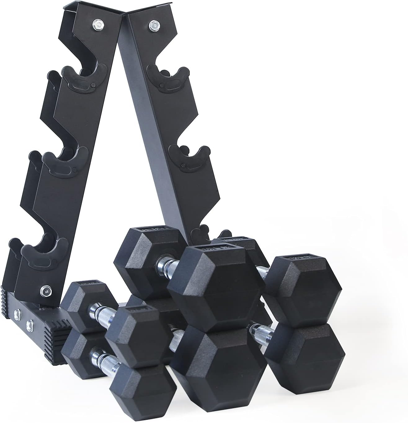 RitFit Rubber Coated Hex Dumbbell Set with Rack, 5-780LB for Home Gym Strength Training, Anti-Slip Knurled Handle, Hexagon Anti-Roll, Heavy-Duty Storage Rack
