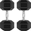 RitFit Rubber Coated Hex Dumbbell Set with Rack, 5-780LB for Home Gym Strength Training, Anti-Slip Knurled Handle, Hexagon Anti-Roll, Heavy-Duty Storage Rack