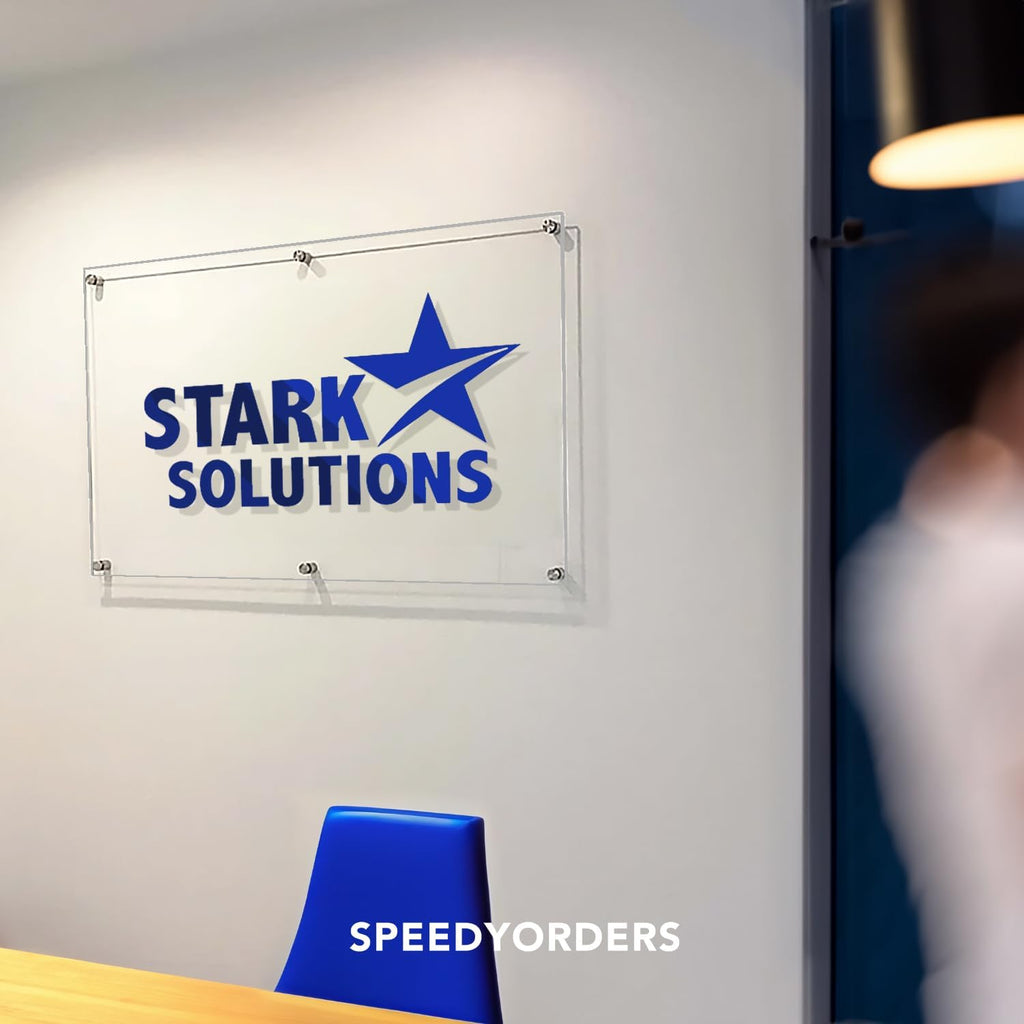 Custom Acrylic Business Sign, Personalized Office Sign, Floating Logo Sign For Business, Office Wall Sign, Sign For Office Storefront, Custom Acrylic Business Plaque, Wall Hanging Office Sign (1/4' Acrylic Clear Acrylic, 24'x16')