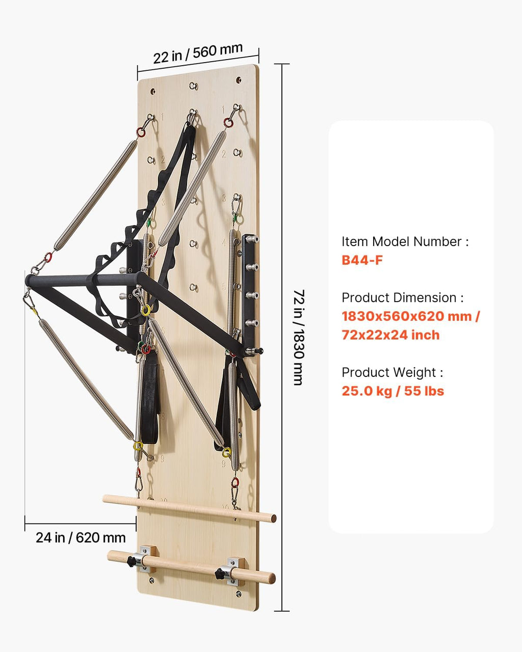 VEVOR Pilates Reformer Foldable, Suitable for Intermediate and Beginners Users, Pilates Equipment for Home Gym Studio Use with 4 Adjustable Resistance Spring, Up to 400 LBS