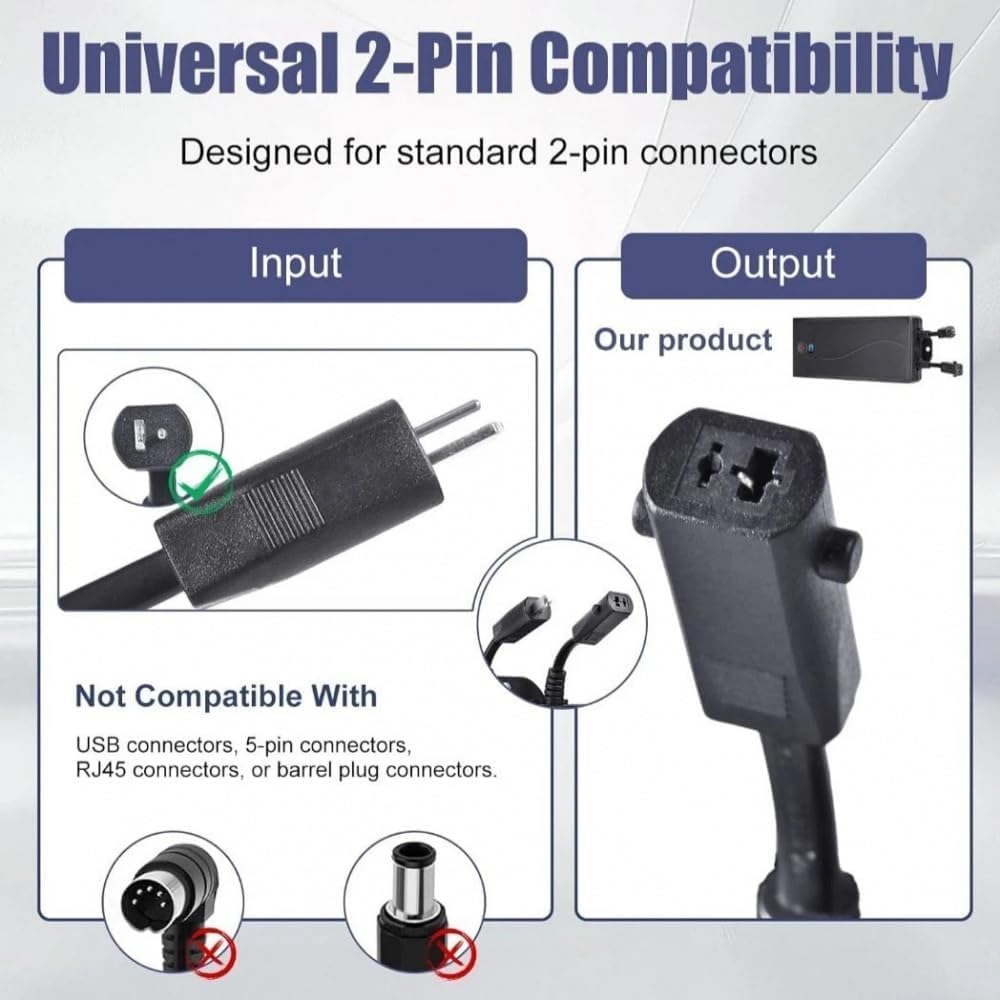 2500mAh Rechargeable Universal Battery Pack for Reclining Furniture, 2-Pin Connector and LED Display Screen, for Electric Recliner, Sofa, Couch, and Lift Chair, 1pc
