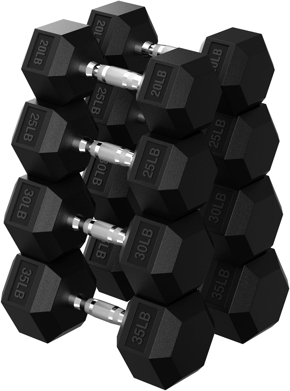 HANDBODE Hex Dumbbell 45-640 lb Set, Rubber Encased Exercise & Fitness Dumbbells for Home Gym, Hand Weights for Strength Training