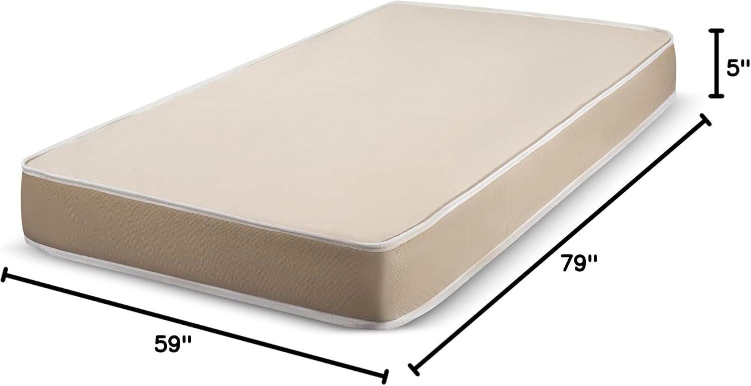 5 inch Foam Mattress with Durable Fabric Cover - Queen - CertiPUR-US Certified – Made in USA