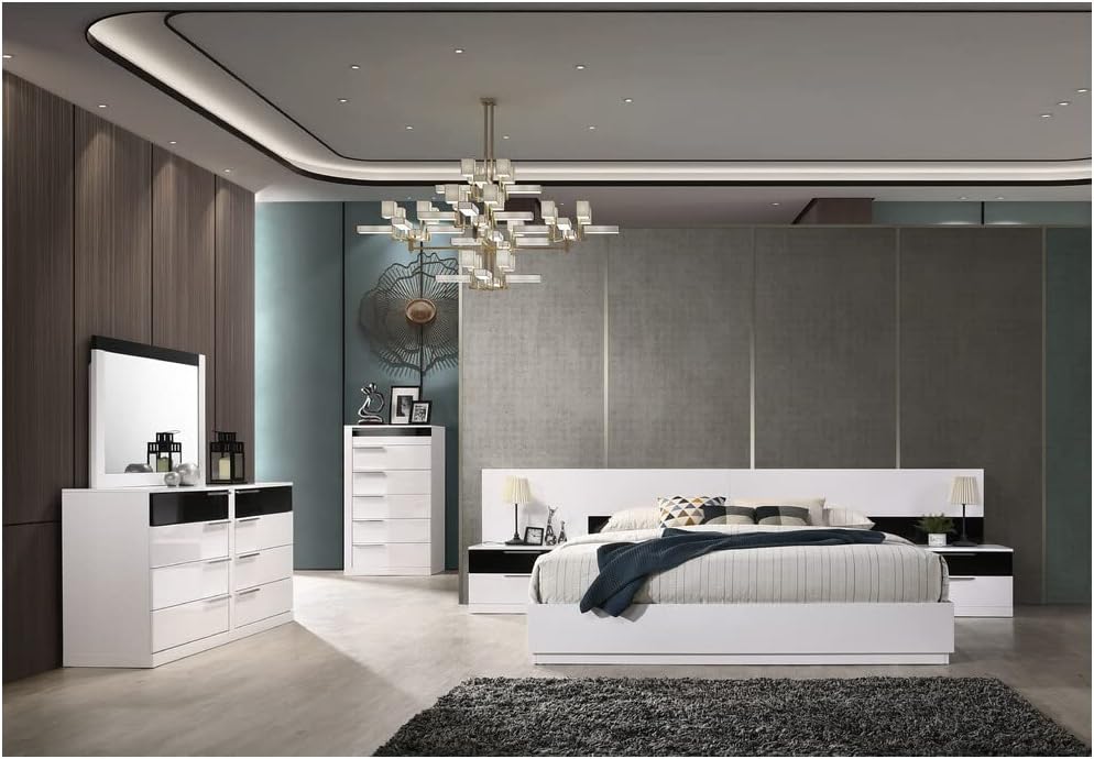 Best Master Bahamas Poplar Wood California King Platform Bed in Black/White