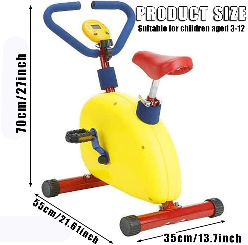 Adjustable Kids Exercise Bike, Fun and Fitness Equipment for Boys Girls Ages 3-12, Indoor Outdoor Workout Gear Stationary Cycle
