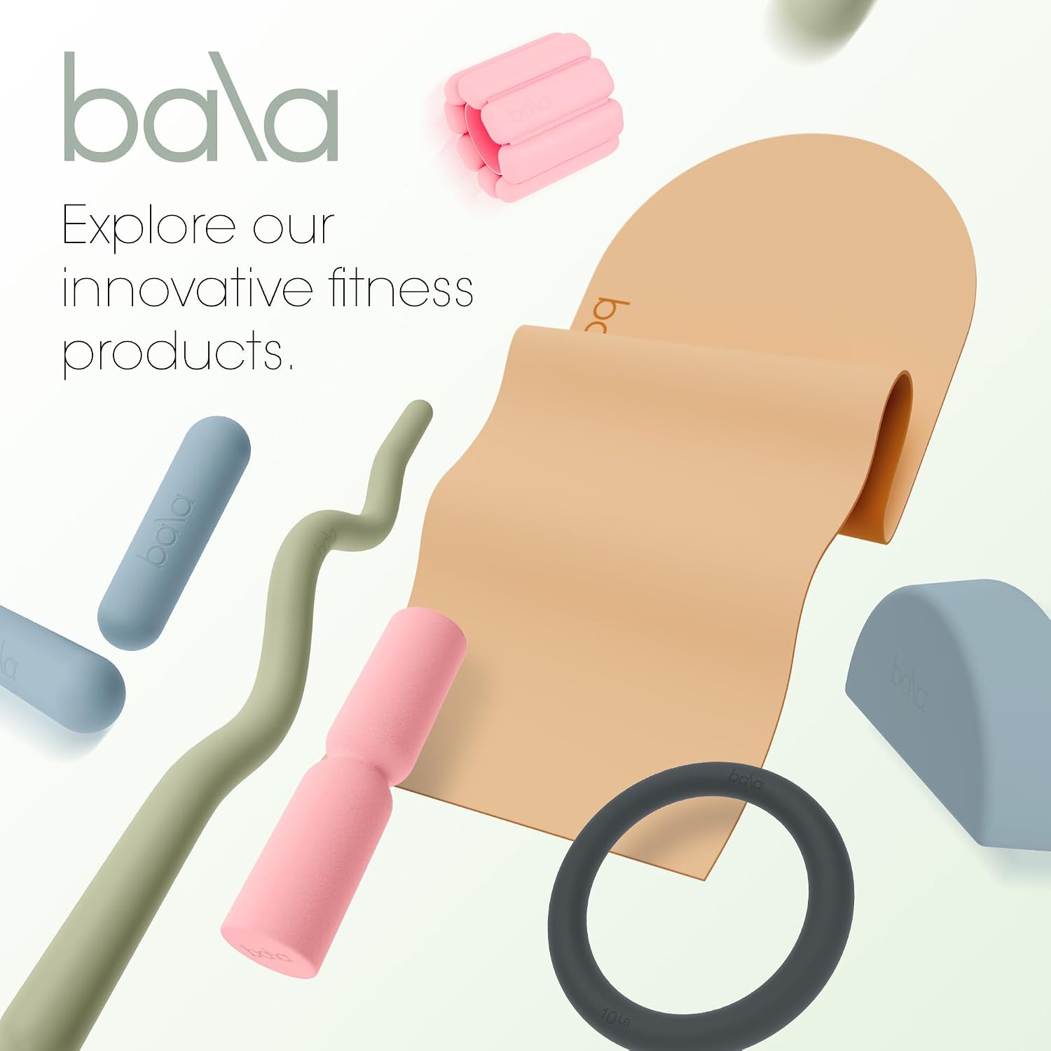 Bala Beam, Curl Bar for Working Out - Ergonomic Weight Bar for Press, Curl, Row, Squat, Lunge & Full Body Exercise - EZ Curling Bar Strength Training Home Gym Accessory