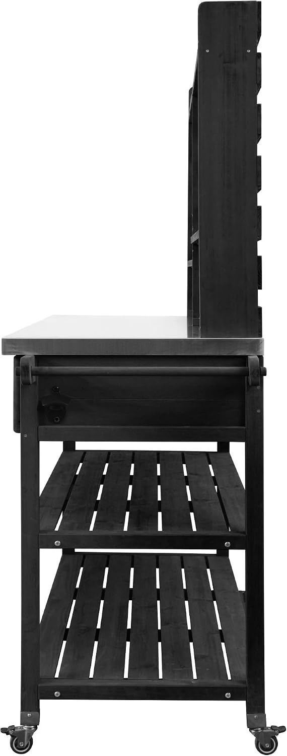 Harper & Bright Designs Outdoor Potting Bench Table, Solid Wood Kitchen Island with Drawer and Shelf, Lawn Garden, 64.9' H, Black