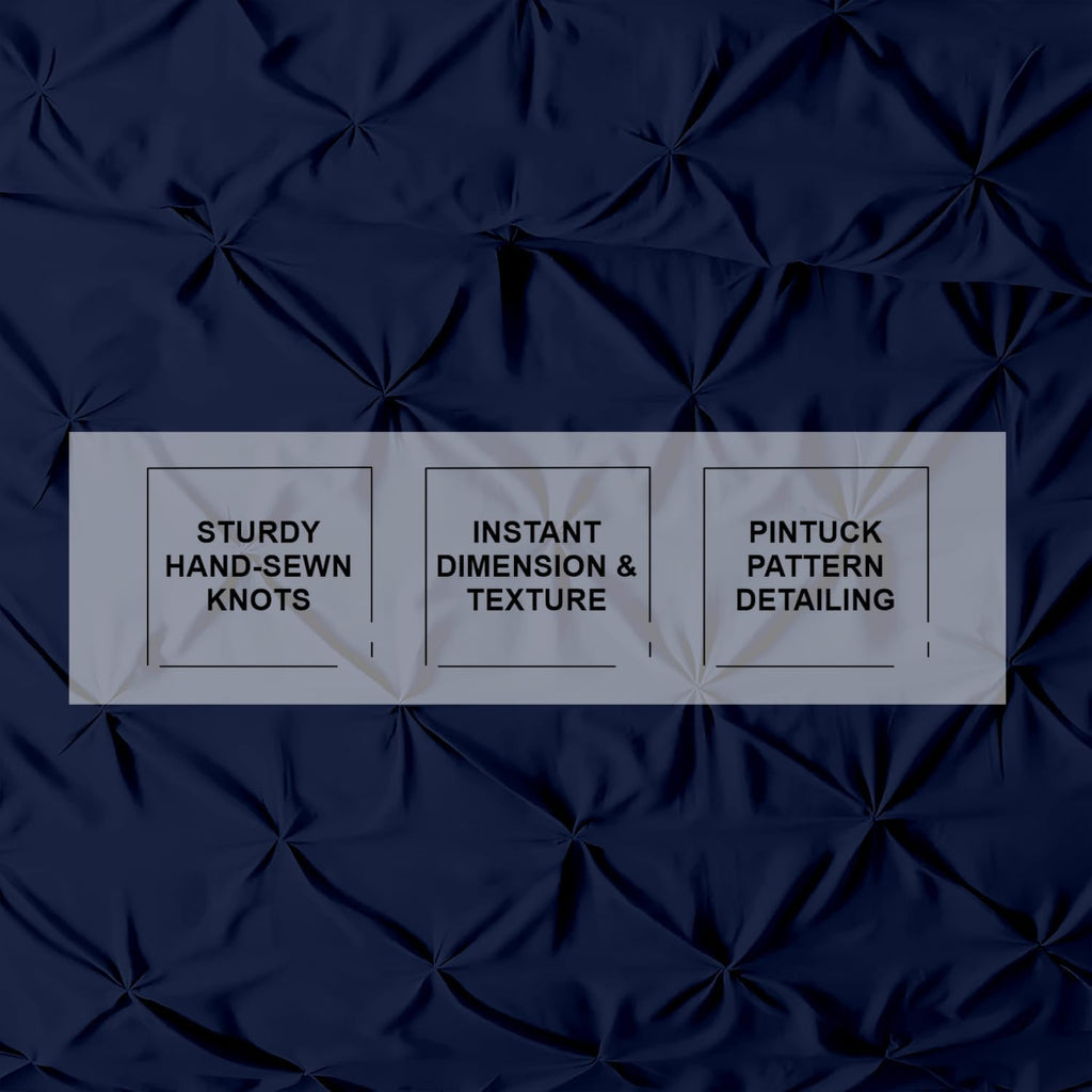 Kotton Culture 120'x 98' 1 Pc Oversized King Pinch Pleated - Pintuck Duvet Cover Only-100% Egyptian Cotton 1000 TC Comforter Cover-Zipper Closure & 7 Internal Ties- Fits Large King Inserts - Navy Blue
