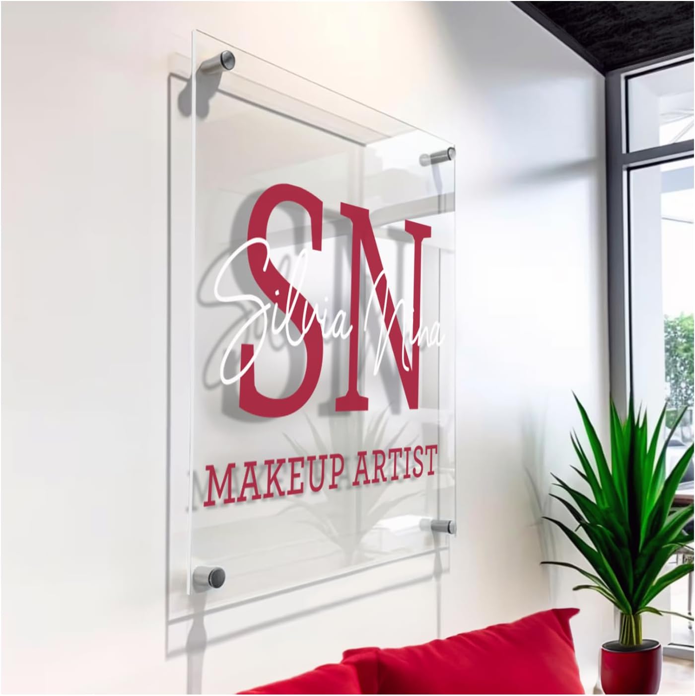 Custom Acrylic Business Sign, Personalized Office Sign, Floating Logo Sign For Business, Office Wall Sign, Sign For Office Storefront, Custom Acrylic Business Plaque, Wall Hanging Office Sign (1/4' Acrylic Clear Acrylic, 15'x15')