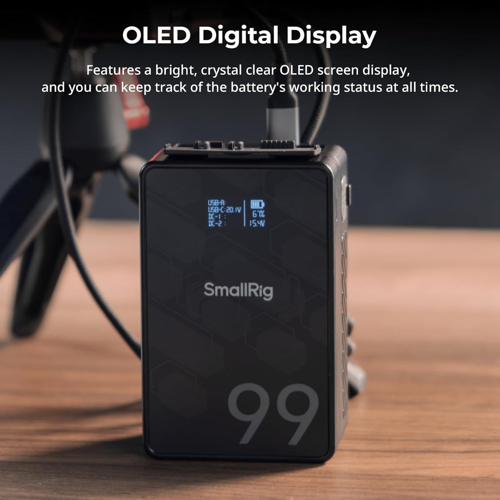 SMALLRIG V Mount Battery, 99Wh / 6800mAh V Mount Battery with 65W Output, 2.5H Full Charge, PD 3.0 USB-C Fast Charging, for Filmmakers, Cameras, Camcorders, Phones, Monitors, Video Lights