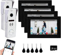 Wired Video Doorbell Apartment Intercom,7 inch Touch Screen Monitor 1080P Door Bell Camera TUYA Smart Home Door Phone Kits,3 in 1 Unlock RFID Card for Home Villa,32G (2 doorbell+4 Monitor)