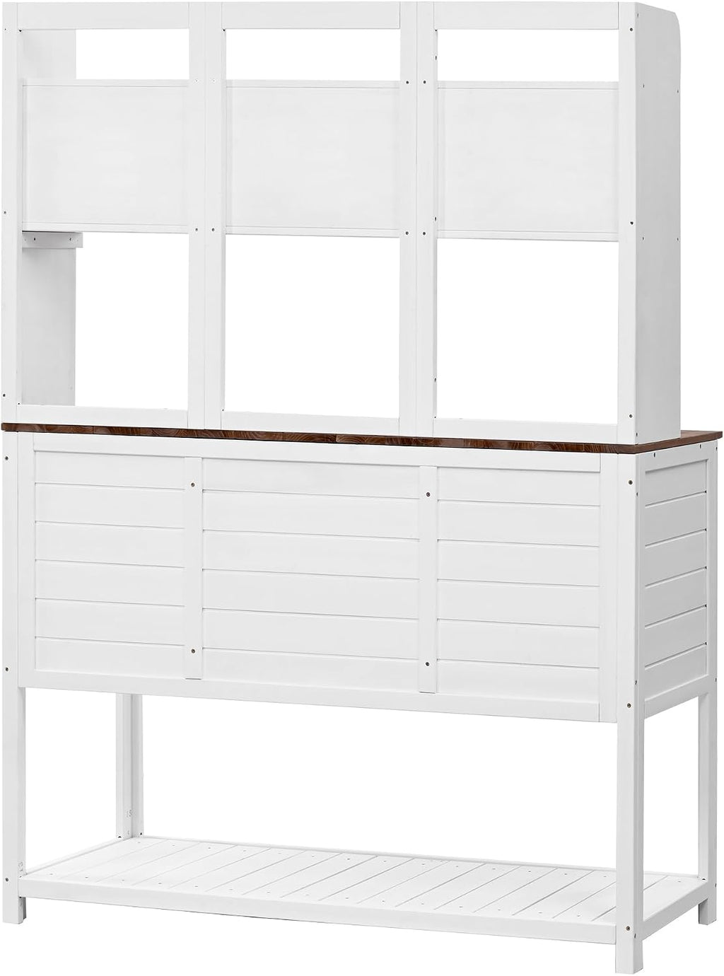 Outdoor Potting Bench Table, Solid Fir Wood Garden Workstation with Hutch, Drawer & Adjustable Shelves, Outdoor Planting Table for Gardening Backyard (White-N, 66.1''H)