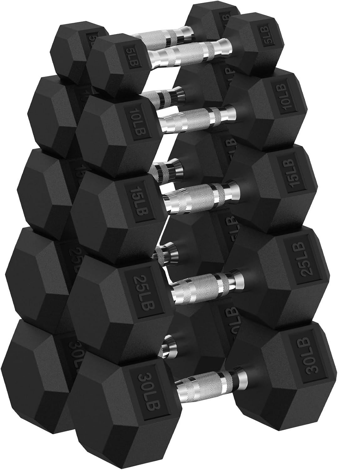 HANDBODE Hex Dumbbell 45-640 lb Set, Rubber Encased Exercise & Fitness Dumbbells for Home Gym, Hand Weights for Strength Training