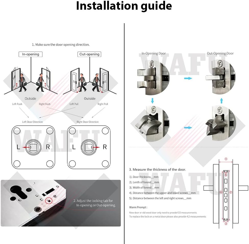 Smart Lock with 120° Wide-Angle Camera and Smart Doorbell Keyless Entry Door Lock Handle Aluminum Alloy Biometric Door Lock TY App Remote Operation WiFi for 35-60mm Office Home Bedroom Door