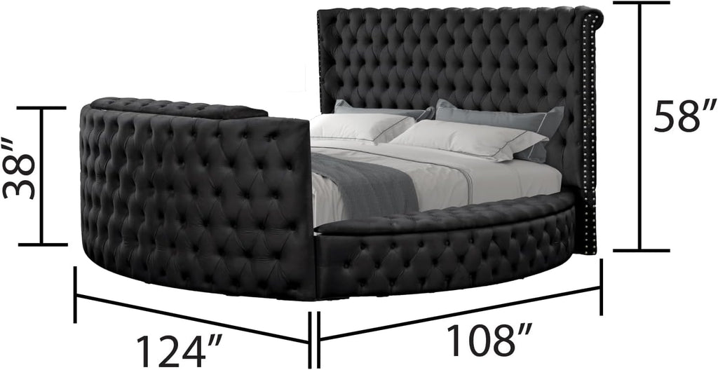 Crystal Tufted King 4 Pc Vanity Bedroom Set Made with Wood in Black