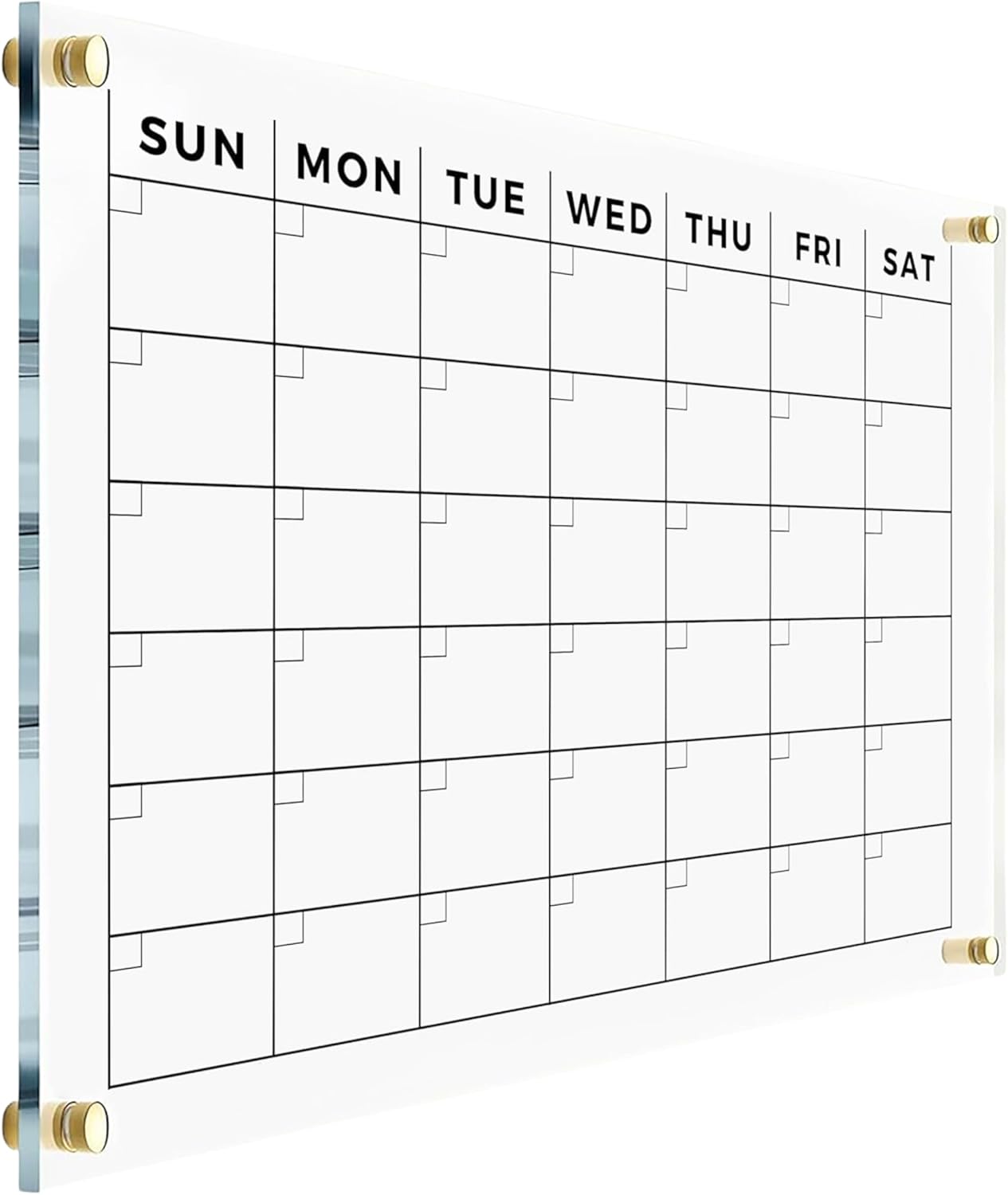 Acrylic Wall Premium Calendar 2026 - Monthly and Weekly Board Family Planner - Dry Erase Calendar Family Planner - Marker - Gold Hardware (Gold Standoff, 40'x28' (XLarge))