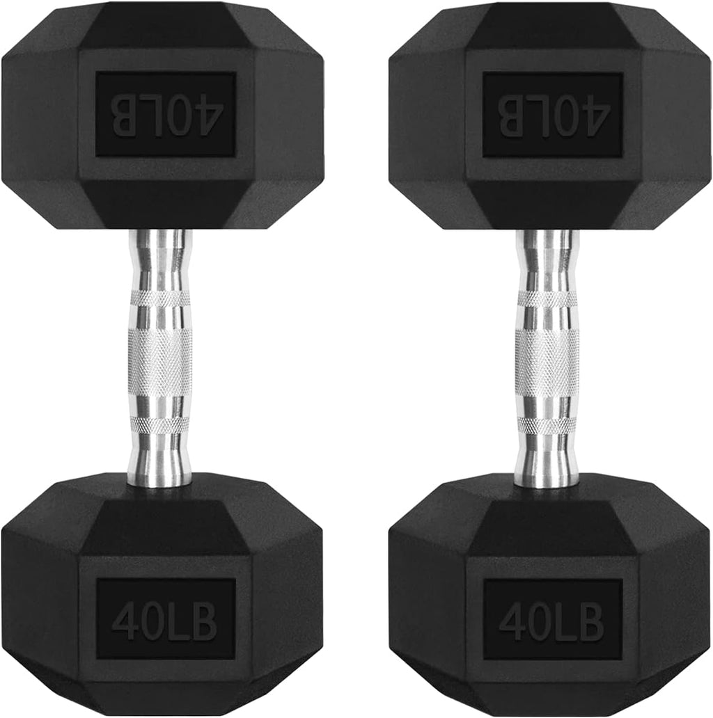 RitFit Rubber Coated Hex Dumbbell Set with Rack, 5-780LB for Home Gym Strength Training, Anti-Slip Knurled Handle, Hexagon Anti-Roll, Heavy-Duty Storage Rack