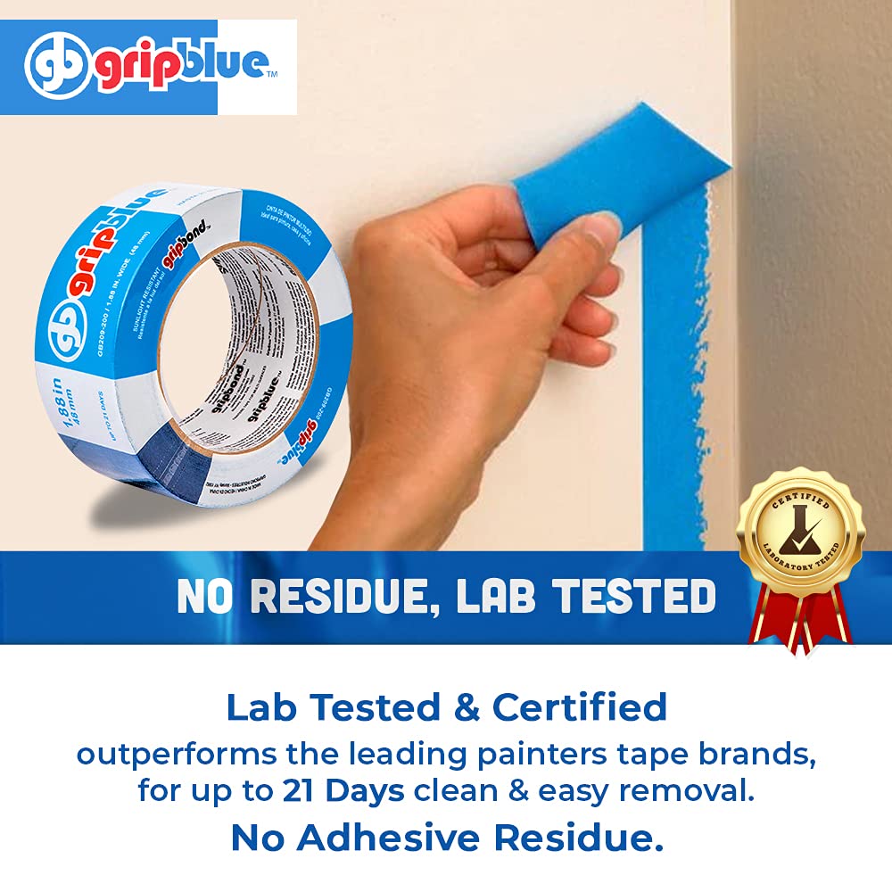 Blue Painters Tape 2 Inch Wide, Bulk - 24 Rolls Masking Tape, 'Professional-Grade' - Yields Exact Lines on Walls & Trim, Multi-Surface, Residue-Free, Easy Removal –Indoor & Outdoor Use, 1.88in x 60yds