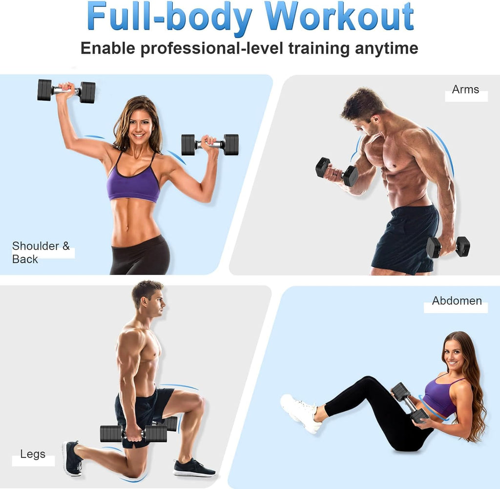 Hezeyferg 30.8LB Adjustable Dumbbell Set, Each Adjustable Weight Dumbbell with 6 Levels 4.4/6.6/8.8/11/13.2/15.4lb, Hand Weights Set for Men/Women Home Gym Exercise Workout