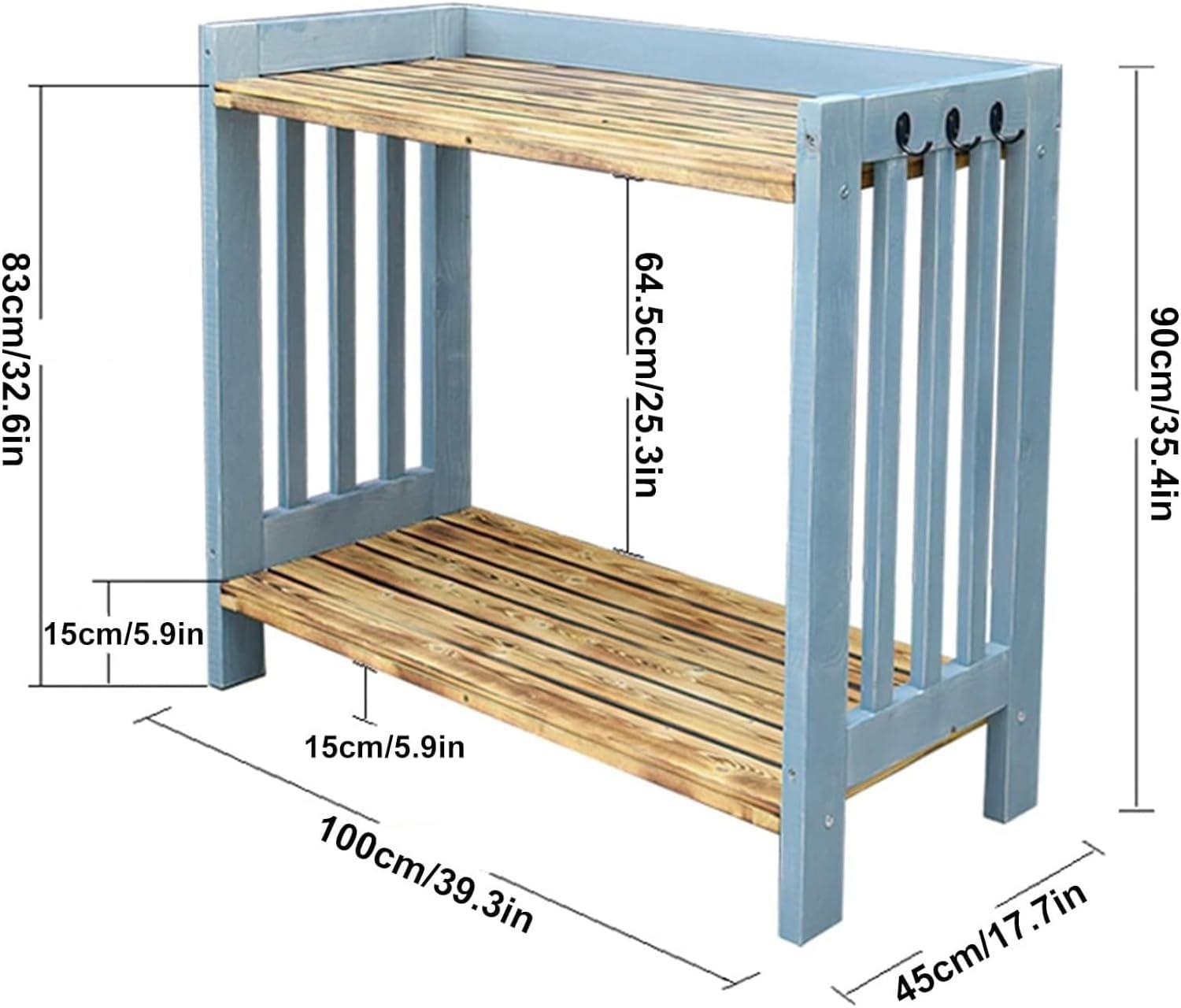 Potting Bench Table,Garden Potting Table, Wooden Garden Potting Bench Garden Work Bench Open Shelf Decorate Plant Gardening Workstation for Patio Courtyards Balcony, 100x45x90cm