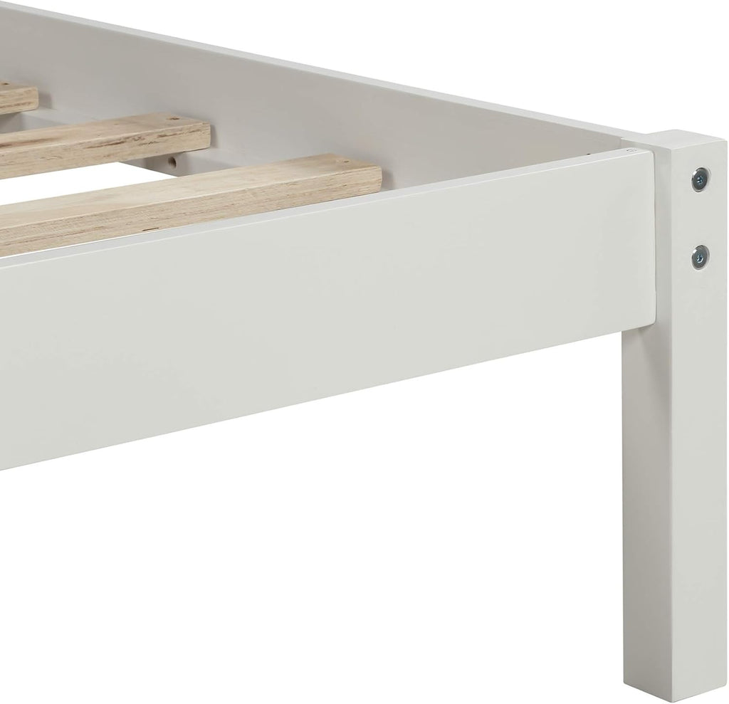 Full Size Platform Bed Frame with Headboard,Bedroom Stylish Bed W/Wood Slat Support & No Box Spring Required,Easy to Assemble,for Kids Teens Girls Boys,White