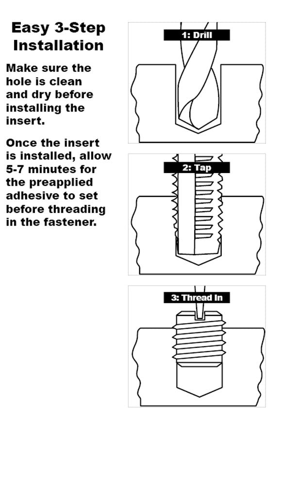 E-Z LOK Threaded Insert for Metal 12L14 Carbon Steel Thread Inserts 5/16-18 Internal Threads, 1/2-13 External Threads, 0.484 Length Pack of 10