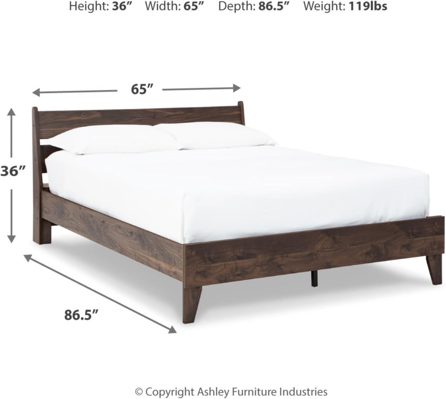 Signature Design by Ashley Calverson Casual Queen Panel Platform Bed, Wood, Foundation or Box Spring Not Needed, Bed' A Box, Dark Brown Finish