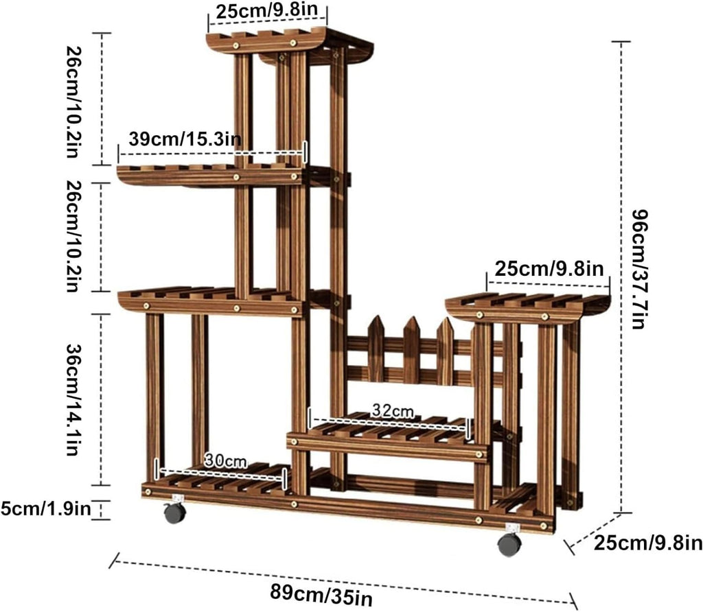 Potting Bench Table,Garden Potting Table, Plant Stand Indoor Tall Plant Rack Display Holder Planter Organizer Garden Plant Shelf Rack Holder in Corner Living Room Balcony Patio Yard, Brown