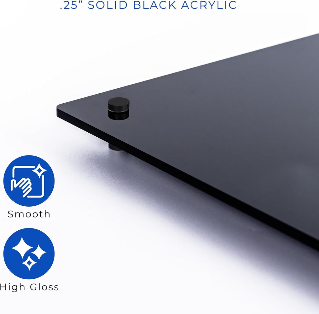 30x40 Dry Erase Board for Wall - with .25 Black Acrylic and Black Stand Off Finish - Perfect Whiteboard for Office, Home, Classroom - Durable and Stylish .25 Black Acrylic Dry Erase Board