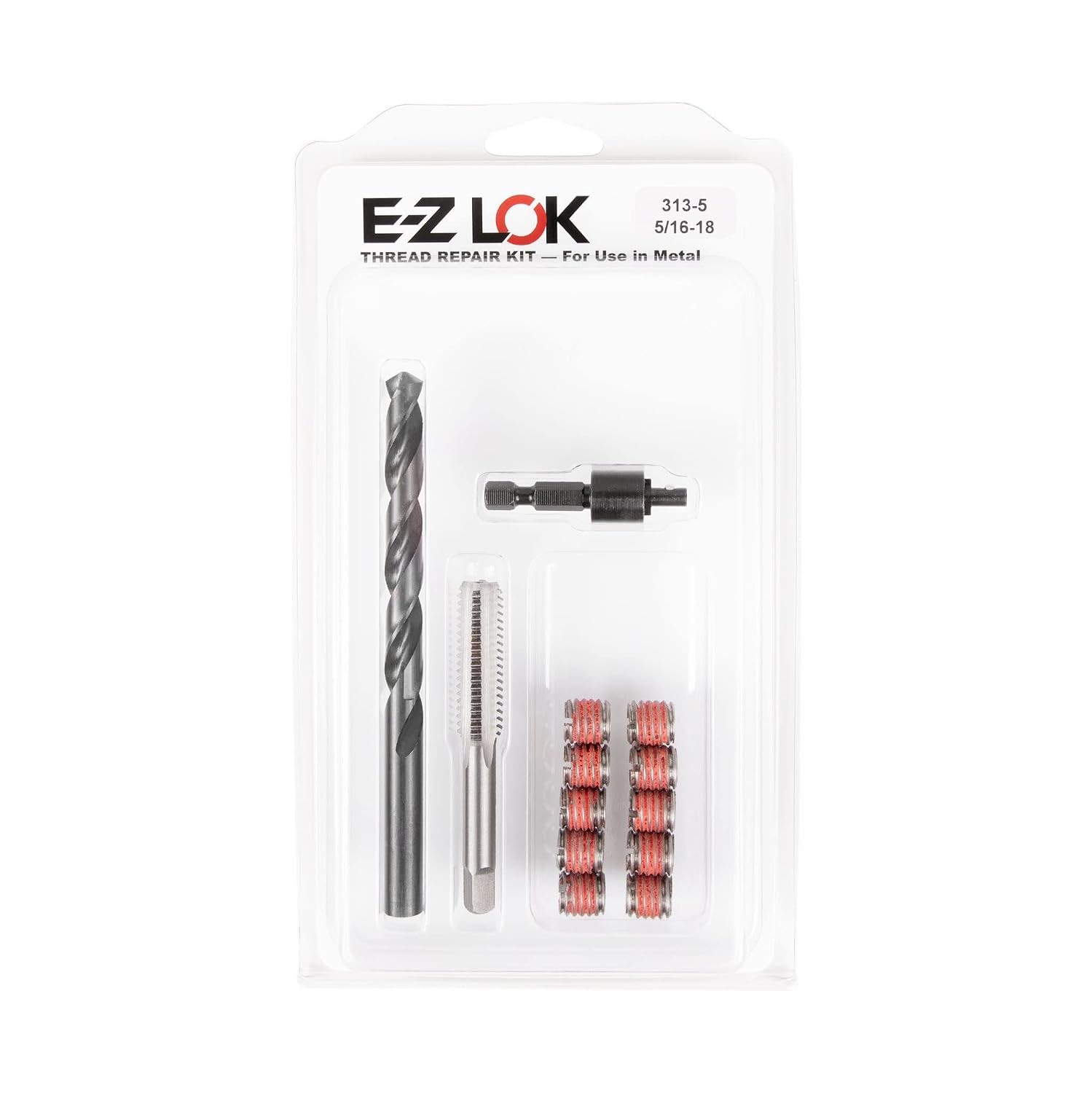 E-Z LOK Metal Thread Repair Kit Tool and Stainless Steel Threaded Inserts Thin Wall 5/16-18 x 7/16-20