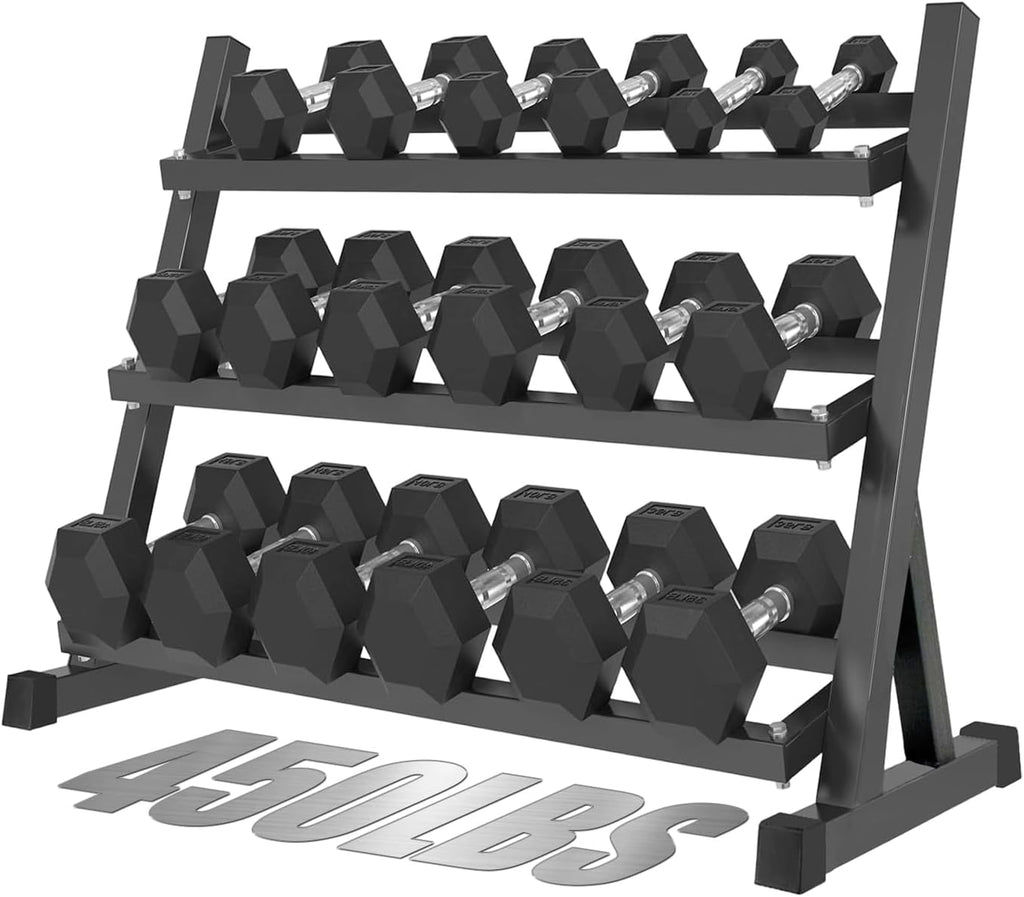 550LB 450LB 350LB Dumbbell Set with Rack Rubber Coated Dumbbells 5-50 Hex Weights Dumbbells Set for Home Workout Complete Weight Set with Rack Heavy
