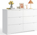 Gizoon 6 Drawer Double Dresser for Bedroom with Anti-Tip Design, Modern Wide Wooden Chest of Drawers with Cut-Out Handles, Closet Storage Organizer and TV Stand for Living Room, Hallway, Entryway