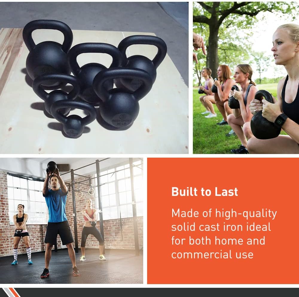Body Sport Cast Iron Kettlebell - Professional Weight Training Equipment for Home & Gym Workouts