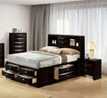 King Size Bed 2X Nightstands Headboard Bookcase Black Color 3pc Set Bedroom Furniture