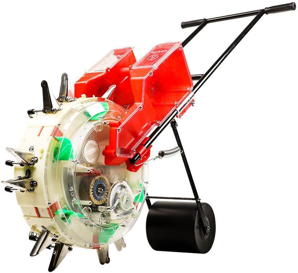 Double Garden Seeder, Manual Seeder Lawn & Garden Spreaders Seed Sower & Fertilizer Applicator, Portable Hand Push Gardening Seeder Tools for Lawn Garden Yard Planting, Seeding,7 Mouths (6 Mouths