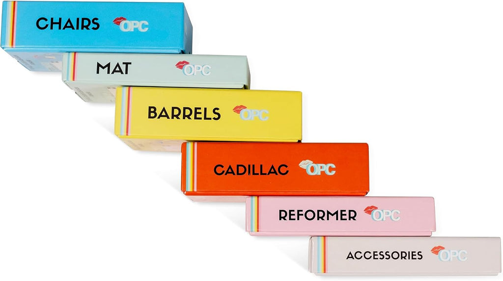 OnlinePilatesClasses Pilates Barrels Flashcards, Deck Cards Set with Video Tutorial for Spine Corrector, Ladder Barrel, Small Barrel & C-Shaper Exercise, Home Gym Workout, Barrel Arc Not Included