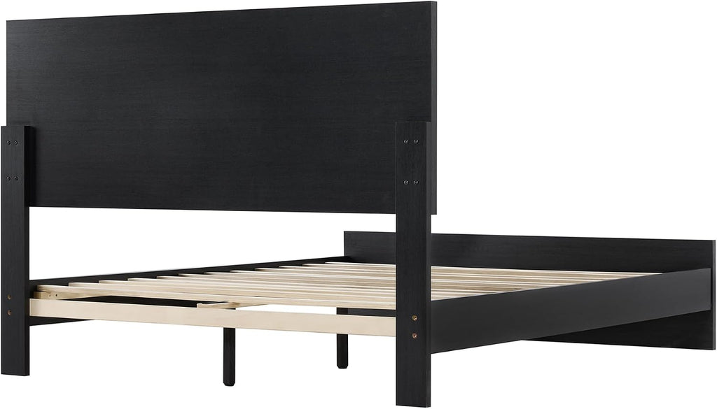 KISLOT Wood Bed Frame, Full Size Wooden Platform Bed Frame with Headboard and Footboard Mattress Foundation Farmhouse Bedroom Furniture No Box Spring Needed