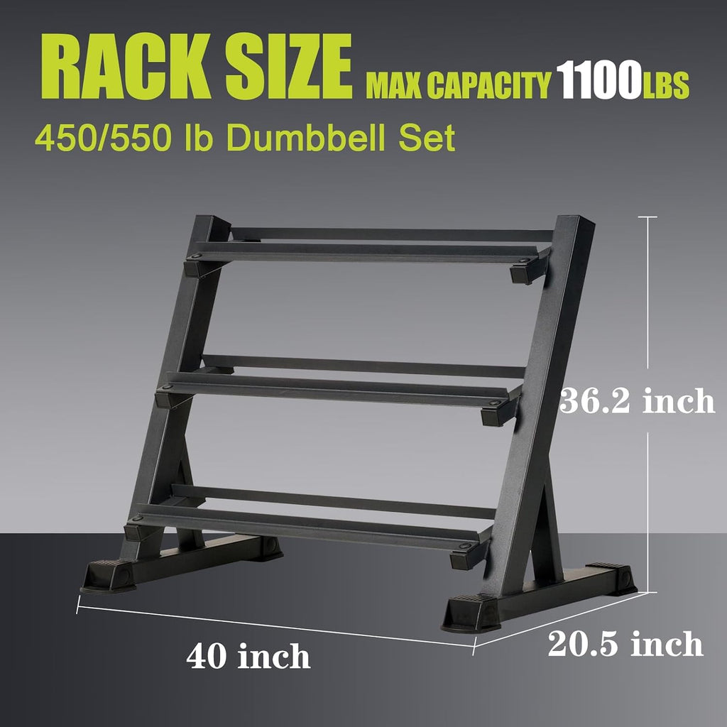 550LB 450LB 350LB Dumbbell Set with Rack Rubber Coated Dumbbells 5-50 Hex Weights Dumbbells Set for Home Workout Complete Weight Set with Rack Heavy