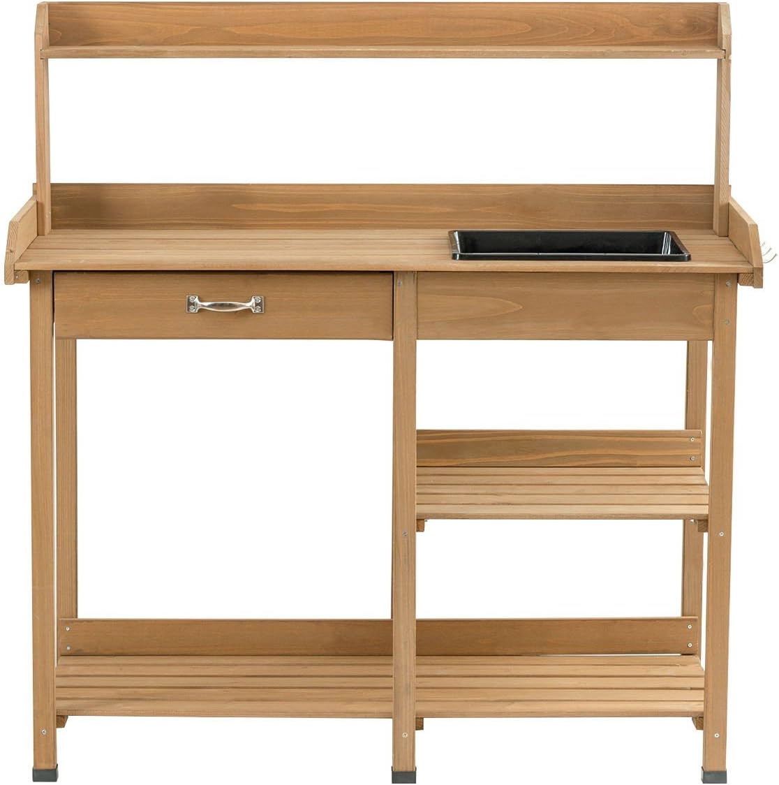Wood Potting Bench Table Plant Stand Work Station Garden Lawn Patio with Ebook