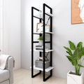 4-Tier Wall Mounted Book Cabinet, Modern Engineered Wood Floating Shelves for Living Room Home Office, Space Saving Storage Organizer, Matte White