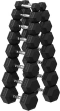 HANDBODE Hex Dumbbell 45-640 lb Set, Rubber Encased Exercise & Fitness Dumbbells for Home Gym, Hand Weights for Strength Training